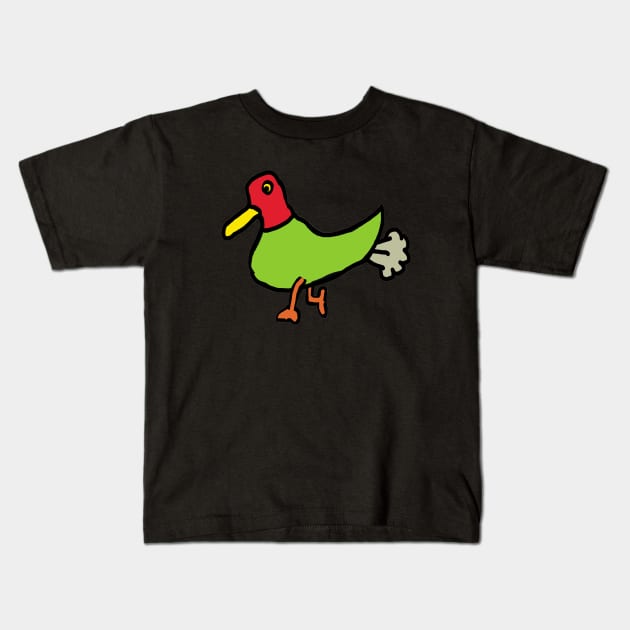 Funny Farting Duck Kids T-Shirt by Mark Ewbie